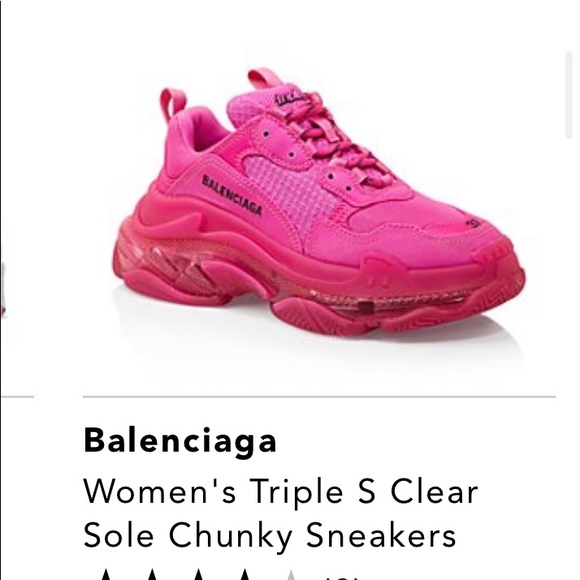 Hot pink Balenciaga triple S clear sole chunky Sneakers worn 2 times size 39 - Picture 3 of 12